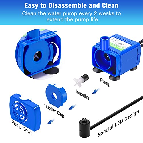 Qpets® Pet Water Fountain Pump Silent Upgraded USB Air with LED Indicator Light Automatic Power Outage After Shortage 5V Replacement 160L/h Max 2PCS Qpets® Pet Water Fountain Pump Silent Upgraded USB Air with LED Indicator Light Automatic Power Outage After Shortage 5V Replacement 160L/h Max 2PCS